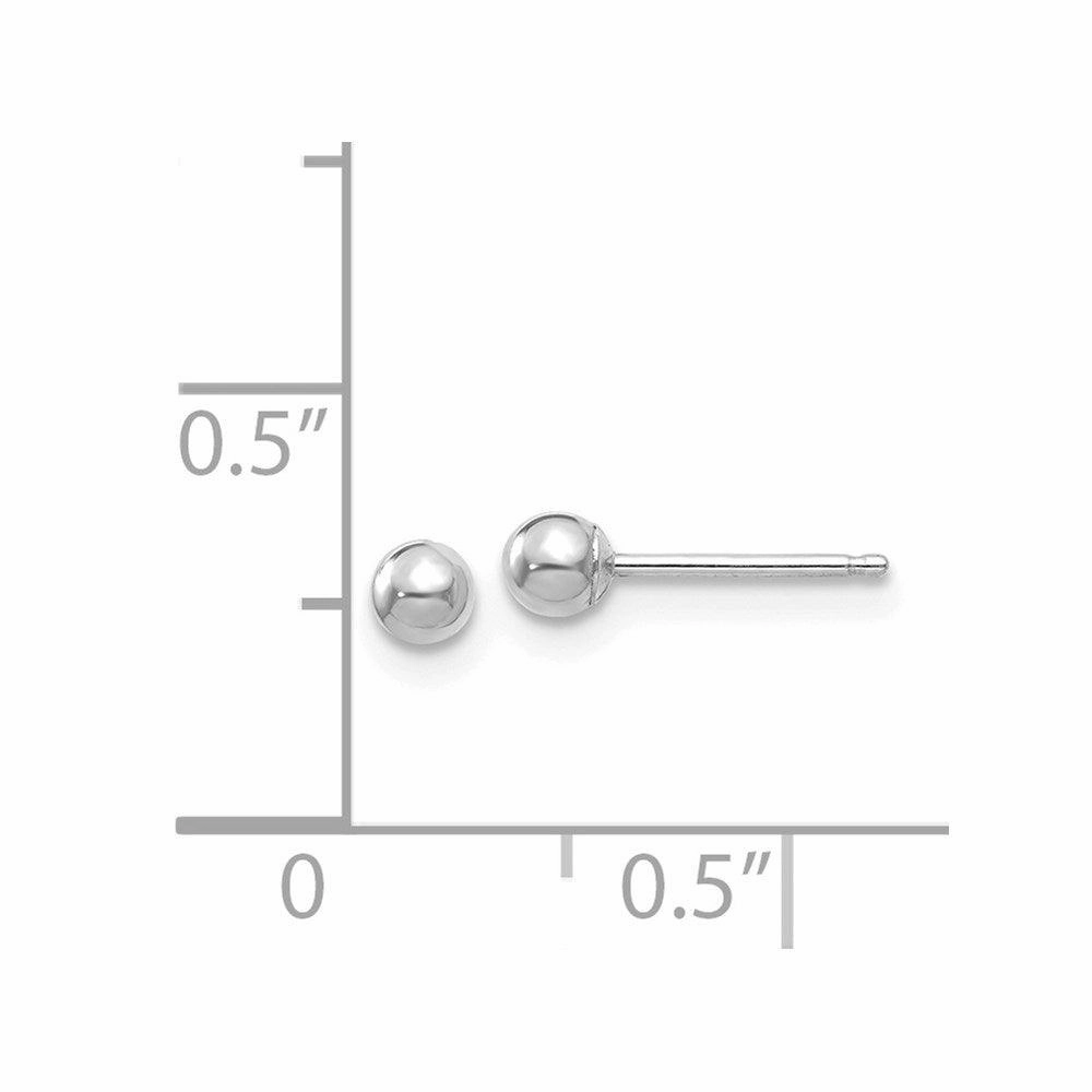 14k White Gold Polished 3mm Ball Post Earrings