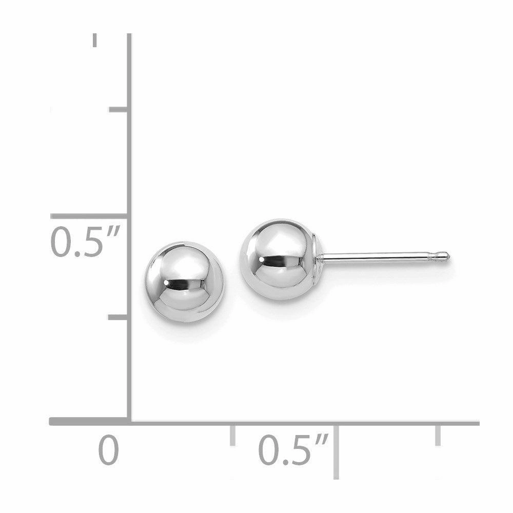 14k White Gold Polished 5mm Ball Post Earrings