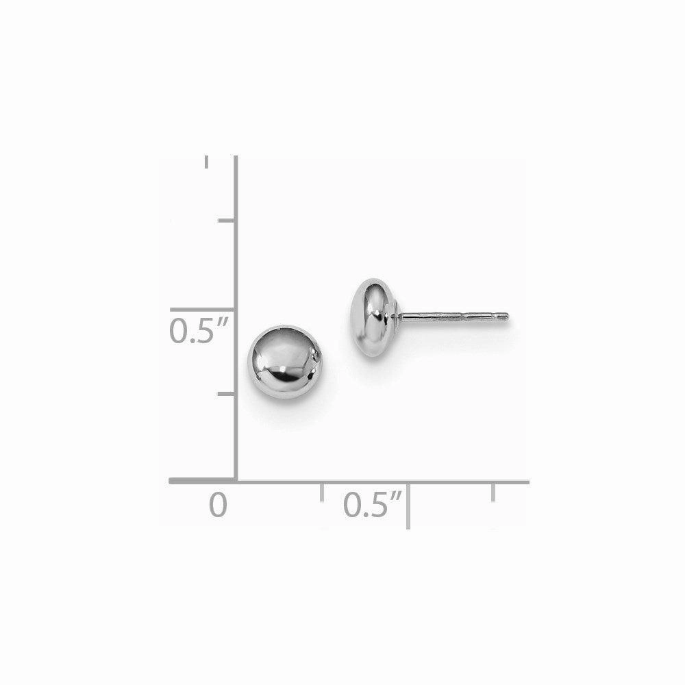 14k White Gold Polished Button Post Earrings