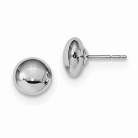 14k White Gold Polished Button Post Earrings