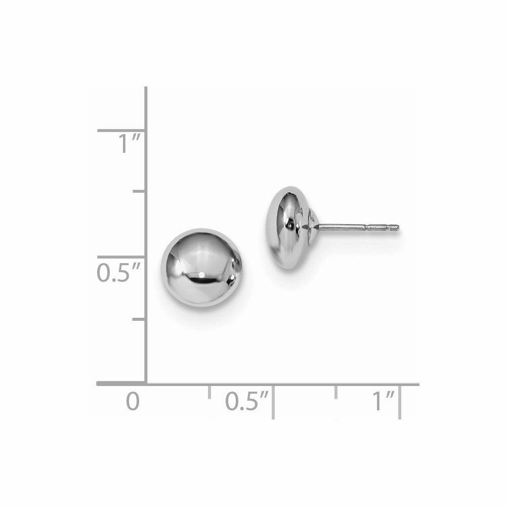 14k White Gold Polished Button Post Earrings