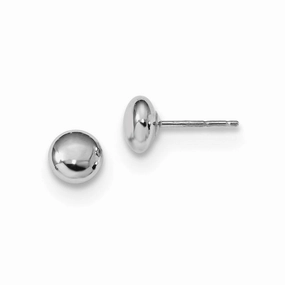 14k White Gold Polished Button Post Earrings