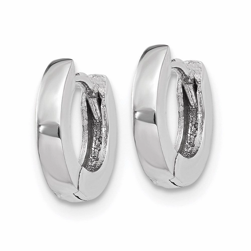 14k White Gold Polished Hinged Hoop Earrings