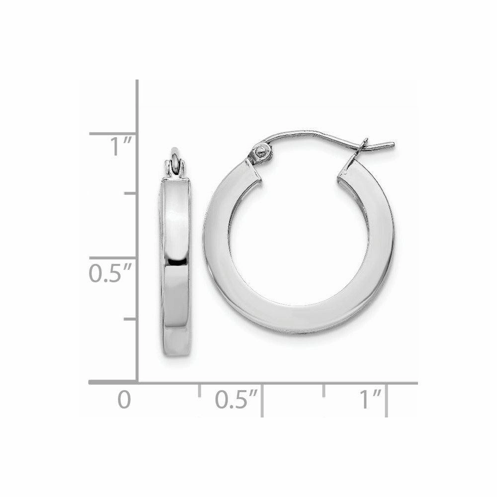 14k White Gold Square Tube Hoop Earrings