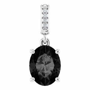 14K White Natural Mozambique Garnet & .03 CTW Natural Diamond Pendant