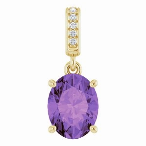 14K White Natural Mozambique Garnet & .03 CTW Natural Diamond Pendant
