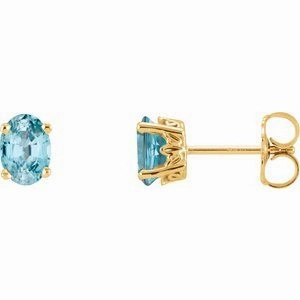 14K White Natural Sky Blue Topaz Earrings
