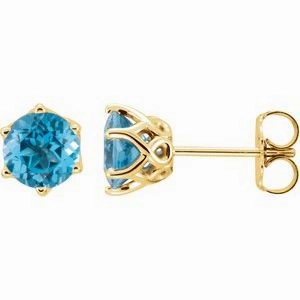 14K White Natural Swiss Blue Topaz Earrings