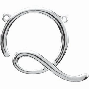 14K White Script Initial D Necklace Center