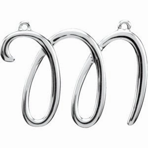 14K White Script Initial D Necklace Center