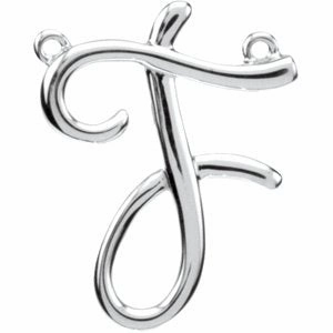 14K White Script Initial D Necklace Center