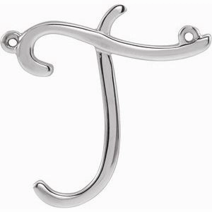 14K White Script Initial D Necklace Center