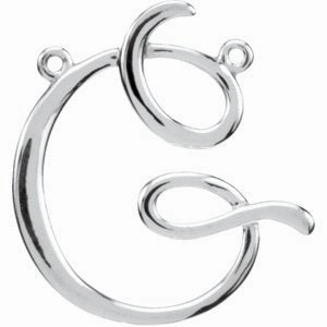 14K White Script Initial D Necklace Center