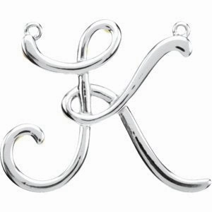 14K White Script Initial D Necklace Center