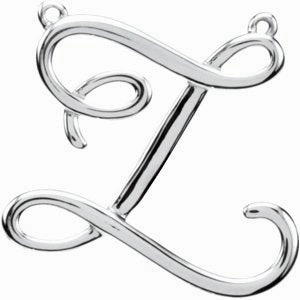14K White Script Initial D Necklace Center