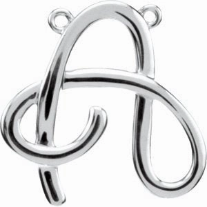 14K White Script Initial D Necklace Center