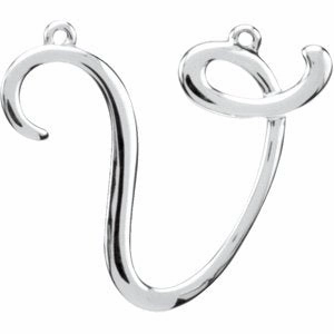 14K White Script Initial D Necklace Center