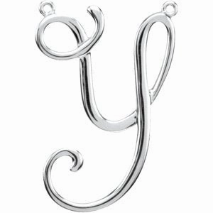 14K White Script Initial D Necklace Center
