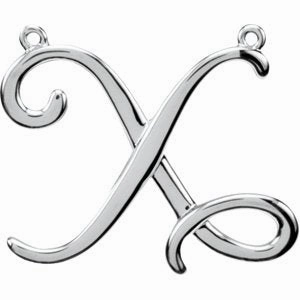 14K White Script Initial D Necklace Center