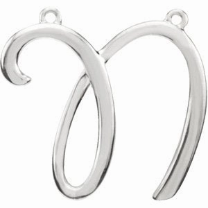 14K White Script Initial D Necklace Center