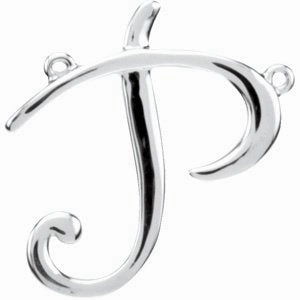 14K White Script Initial D Necklace Center