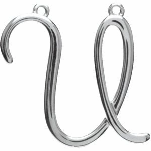 14K White Script Initial D Necklace Center