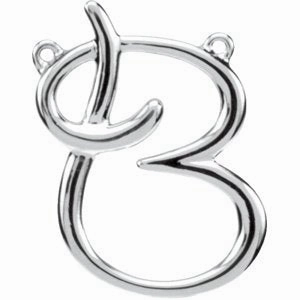 14K White Script Initial D Necklace Center