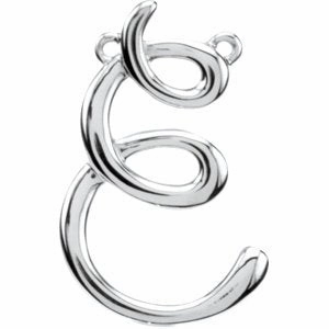 14K White Script Initial D Necklace Center