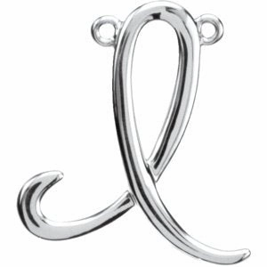 14K White Script Initial D Necklace Center