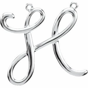 14K White Script Initial D Necklace Center