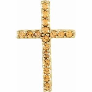 14K Yellow .06 CTW Natural Diamond Petite Cross Pendant