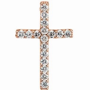 14K Yellow .06 CTW Natural Diamond Petite Cross Pendant