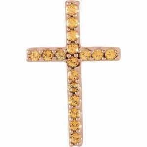 14K Yellow .06 CTW Natural Diamond Petite Cross Pendant