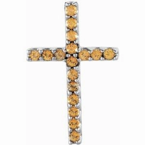 14K Yellow .06 CTW Natural Diamond Petite Cross Pendant