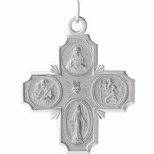 14K Yellow 12x12 mm Four-Way Cross Medal
