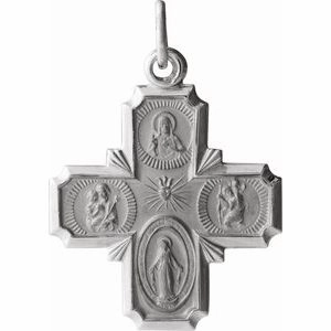 14K Yellow 12x12 mm Four-Way Cross Medal