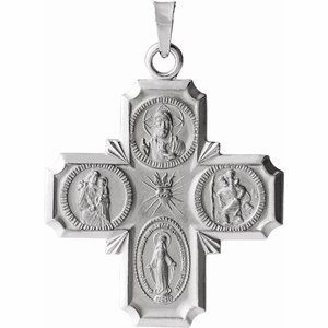 14K Yellow 12x12 mm Four-Way Cross Medal