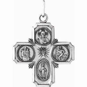 14K Yellow 12x12 mm Four-Way Cross Medal