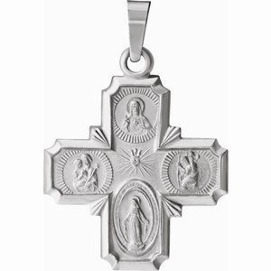 14K Yellow 12x12 mm Four-Way Cross Medal