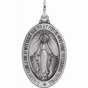 14K Yellow 12x8 mm Oval Miraculous Medal