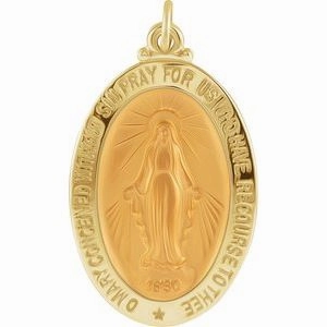 14K Yellow 12x8 mm Oval Miraculous Medal