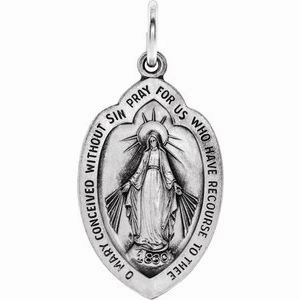 14K Yellow 13x8 mm Oval Miraculous Medal Pendant