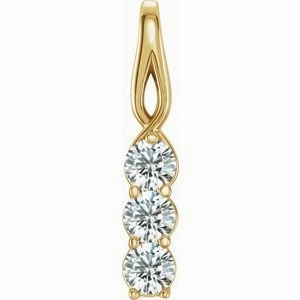 14K Yellow 1/3 CTW Natural Diamond Three-Stone Pendant