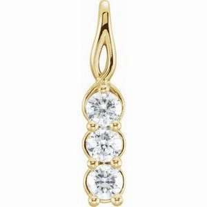 14K Yellow 1/3 CTW Natural Diamond Three-Stone Pendant