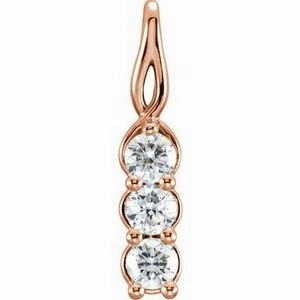 14K Yellow 1/3 CTW Natural Diamond Three-Stone Pendant