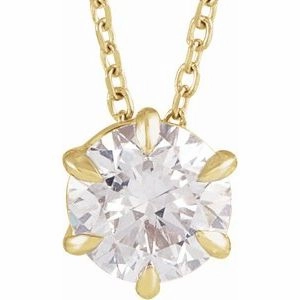 14K Yellow 1/4 CT Lab-Grown Diamond Solitaire 16-18" Necklace
