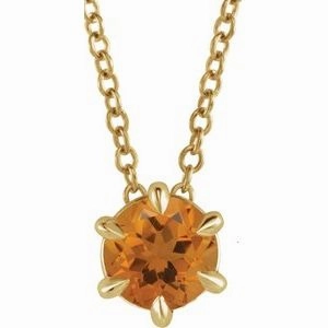 14K Yellow 1/4 CT Natural Diamond Solitaire 16-18" Necklace