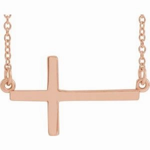 14K Yellow 22x11.5 mm Sideways Cross 16-18" Necklace