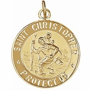 14K Yellow 25 mm St. Christopher Medal