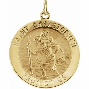 14K Yellow 25 mm St. Christopher Medal